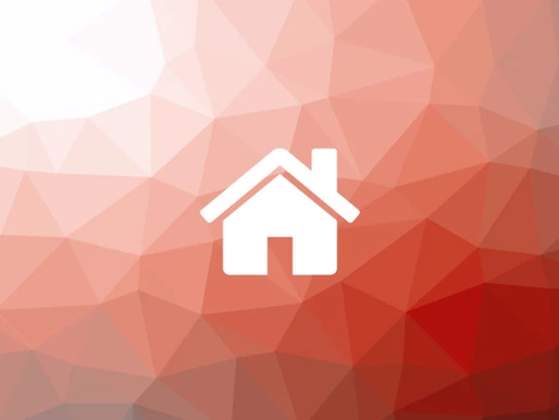 A home icon against orange background