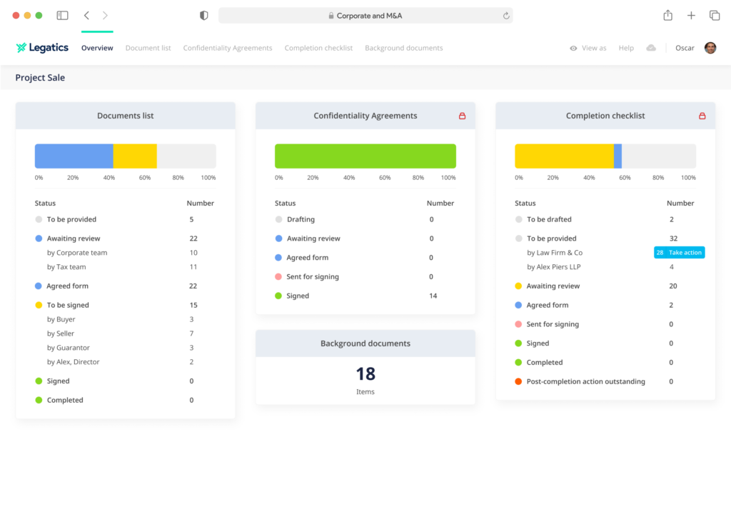 Corporate and M&A screenshot