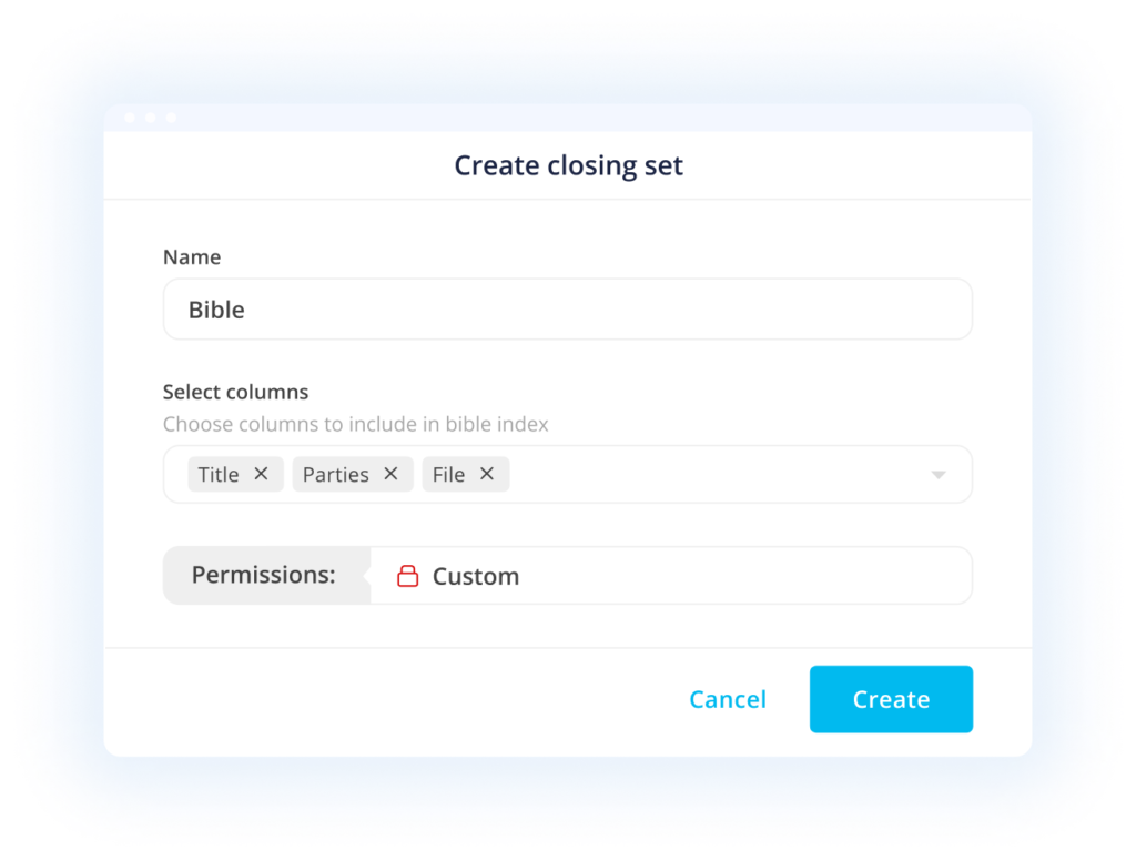 Create closing set dashboard screen