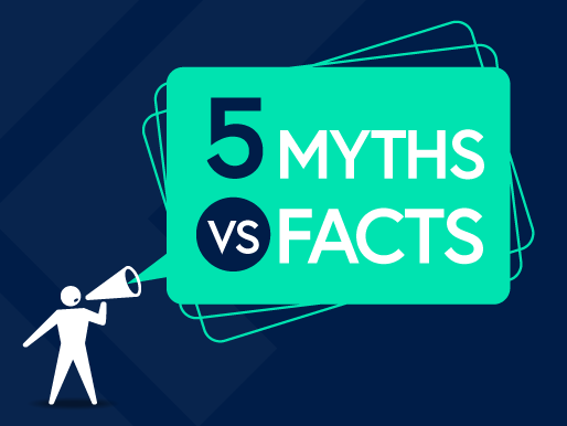 graphic of a stick person saying 5 myths vs facts