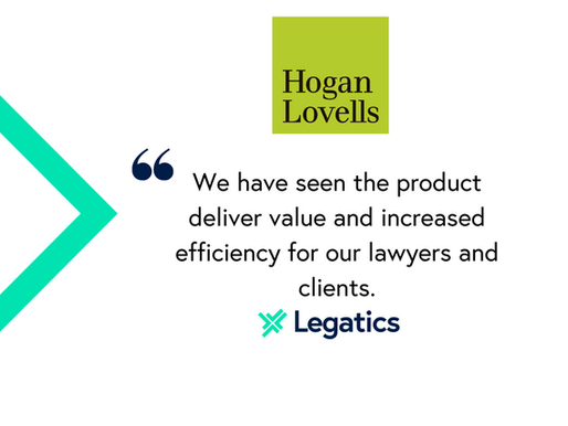 A quote from Hogan Lovells reading We have seen the product deliver value and increased efficiency for our lawyers and clients