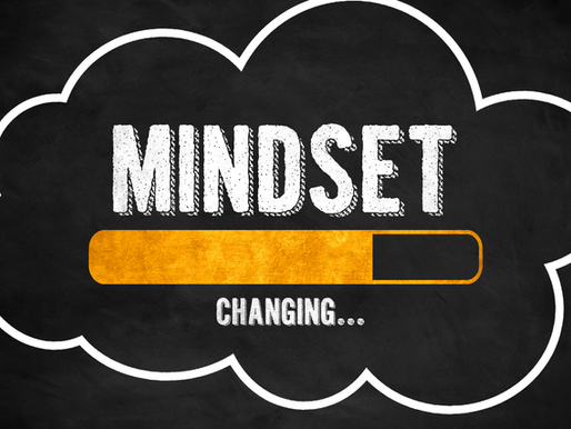 A cloud graphic that says mindset changing