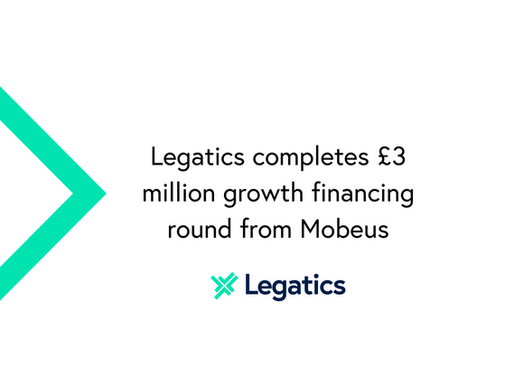 An image reading Legatics completes three million pound sterlings growth financing round from Mobeus