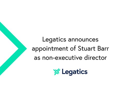 An image reading Legatics announces appointment of Stuart Barr as non-executive director